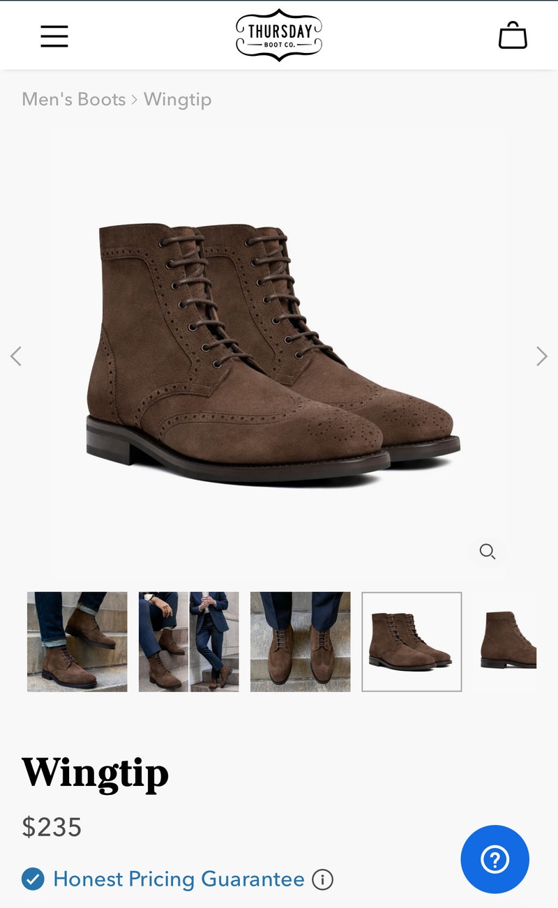 Mens 300 Thursday Boot Brown Suede Wingtip Boots US 9.5 Men's Shoes