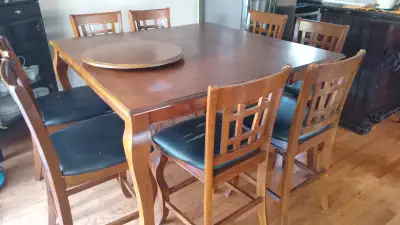 Walnut Dining Room Table and 8 Chairs. Good condition., View more