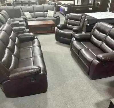 New 3 Pieces Leather Recliner Sofa Set On Sale , View more