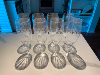 Etched Crystal Wine Glasses (8)