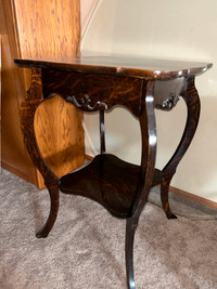 Antique Square Side Table with bowed legs
