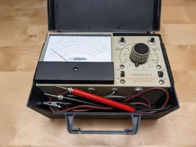 Heathkit IM-17 Utility Solid-State Voltmeter with original test leads. Large 4-1/2 inch analog meter...