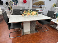 White and grey dining table only