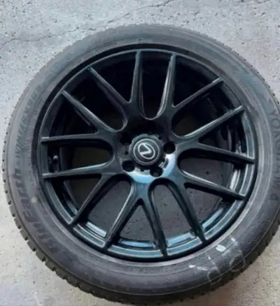 Selling a clean set of OEM Lexus 19" black multi-spoke alloy rims mounted on Yokohama winter tires,...