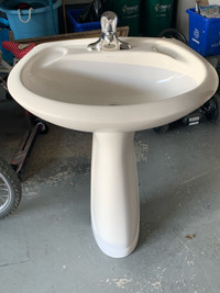 Pedestal white washroom sink 