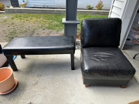 Italian Leather Chair and Bench