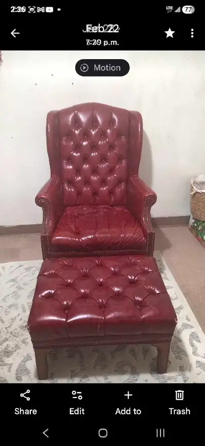 Leather wing back chair, View more