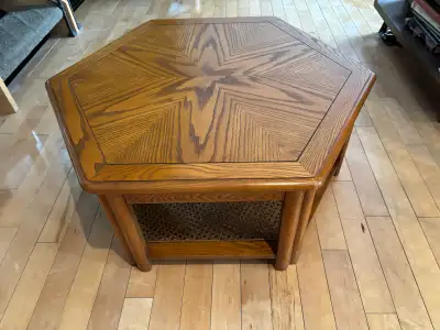 Solid wood and rattan coffee table, View more