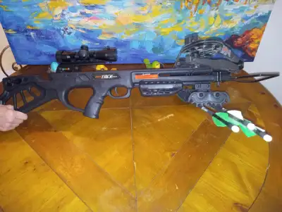 Crossbow Trek 380 Brand New never used comes complete with scope, quiver and 3 arrows, string pull,...