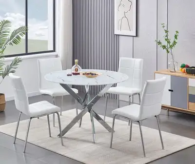 Table en Verre de Qualité Premium avec 4 Chaises, View more