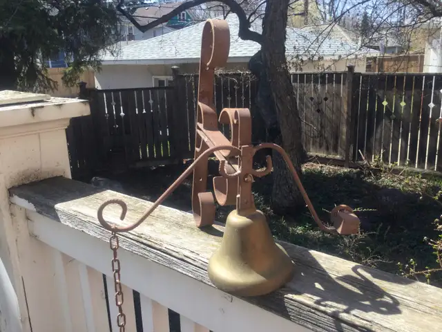 Art & Crafts Cast Iron & Bronze Bell, 1890s628643609817631229