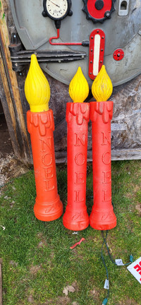 Vintage outdoor Xmas candles, blow molds