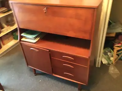Vintage desk mid century modern purchased in the 60s teak?, View more
