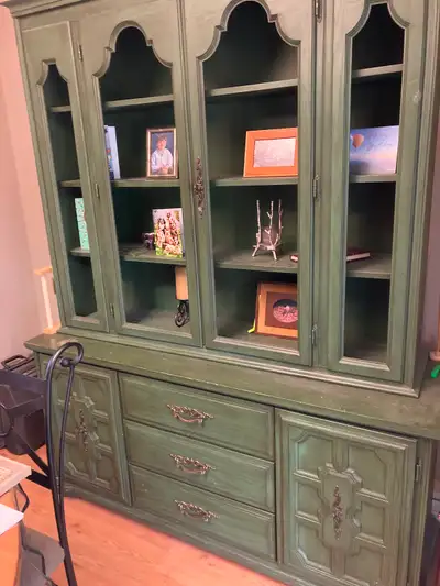 Vintage Green stained buffet and hutch, View more