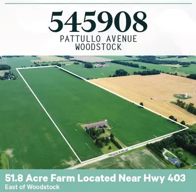 Beautiful 52 acre farm for sale near Woodstock and the 403. Located just off 403 exit with long term...