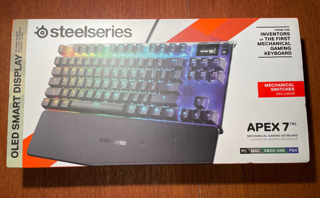 NEW!$192 SteelSeries Apex7TKL Backlit Mechanical Gaming Keyboard in Mice, Keyboards & Webcams in Markham / York Region - Image 2