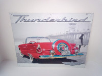 Ford Thunderbird T-Bird Beach Scene Metal Tin Sign 16" X 12"