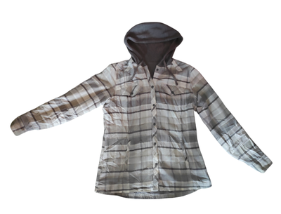 Men's Columbia White Grey Plaid Hooded Shirt Size Large, View more