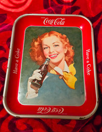 Coca Cola orig. 1950 trays (3) + 1 1970's copy - 2 clocks 6 lot