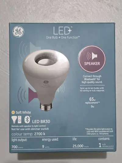 GE LED BR30 Bulb with Bluetooth Speaker, View more