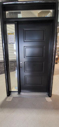 Beautiful Black 36" Door with Sidelite and Transom