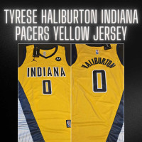 Tyrese Haliburton Yellow Pacers Jersey M&amp;L