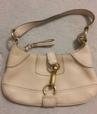 @ small leather ivory Coach handbag