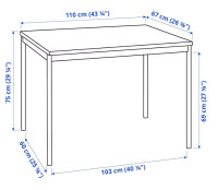 Table 65 cm X 110 CM