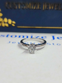 GIA 0.40 Carat Round Natural Diamond Engagement Ring 14k Gold