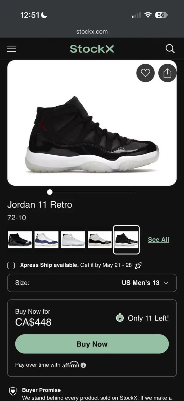 Air Jordan Retro 11 72-10s Size 13  in Men's Shoes in Markham / York Region - Image 9
