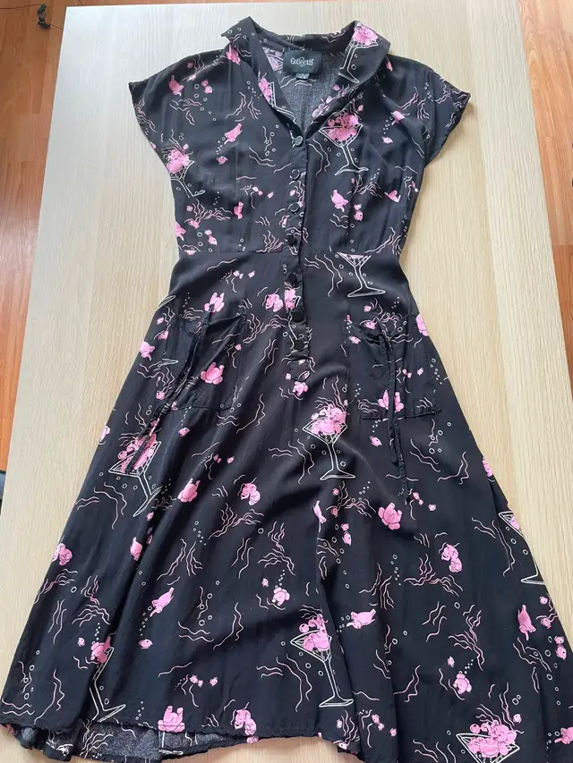 Collectif Liza Retro Pink Elephants Shirt Dress