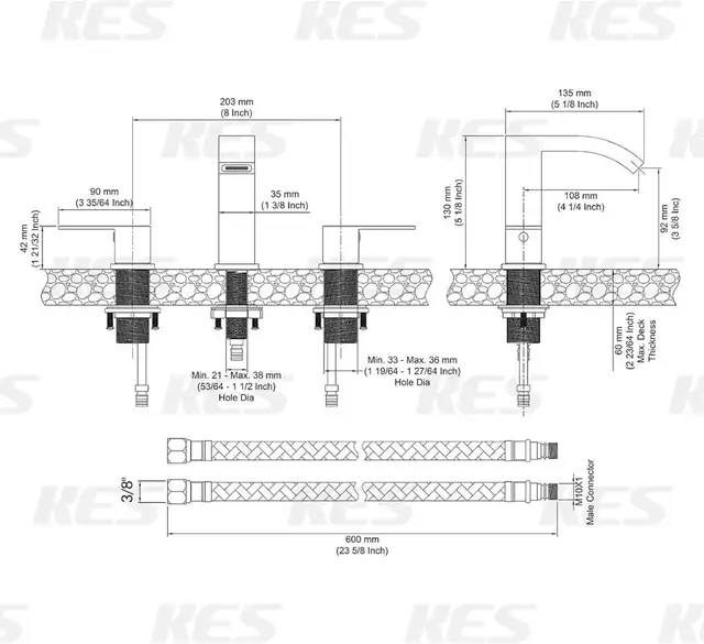 KES Bathroom Faucet 8-inch, Widespread Bathroom Sink Faucet 3 Ho in Bathwares in Gatineau - Image 7
