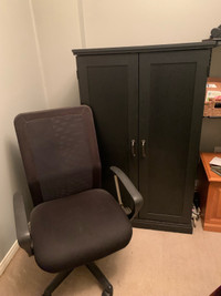 Computer desk closet and chair