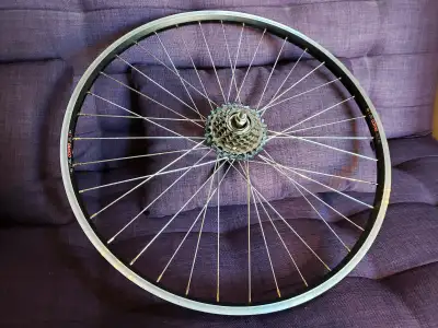 26" x 1.75" Thru-axle Rear Bike Wheel w/ 6-speed Gear Cassette, View more
