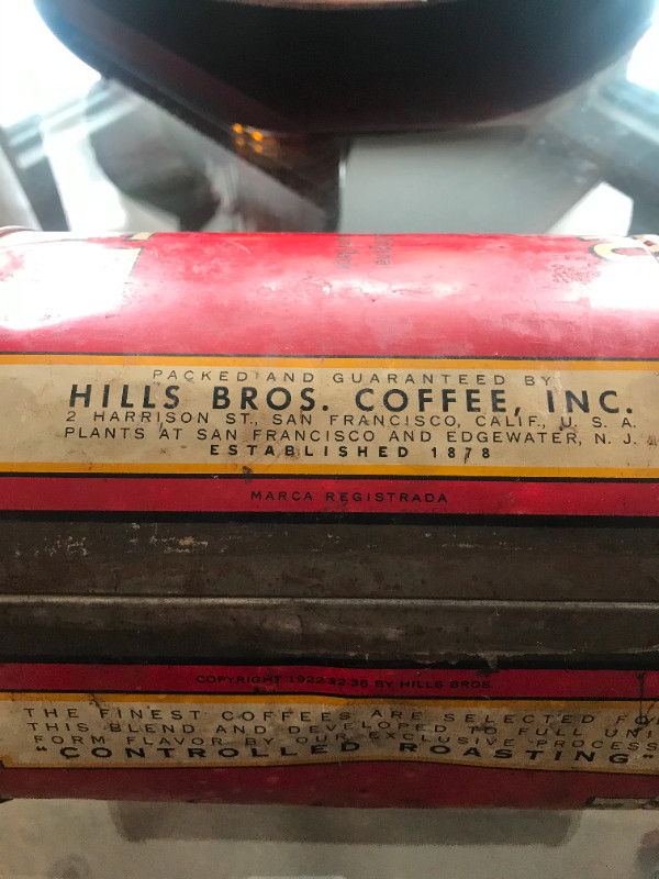 #4 - Large size Coffee Tin - Hills Bros Large Tin - $40.00 - Gre in Arts & Collectibles in Charlottetown - Image 4