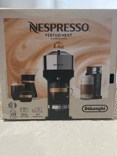 Hello (BRAND NEW BOXE NEVER OPEN) I’m selling a Nespresso Vertuo Next coffee machine with a DeLonghi...