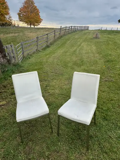 Leather white chairs, $120 for all 6, View more