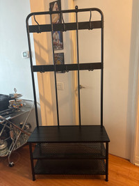 BRAND NEW Coat rack with shoe storage bench, black IKEA PINNING