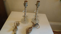 vintage clear lucite  glass table lamps the pair