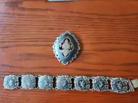 Silver Vintage Siam Sterling Silver bracelet & brooch