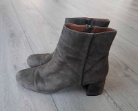 Ladies grey leather suede ankle boots,  