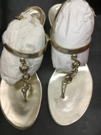 Gucci Gold sandal sling back