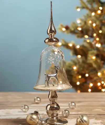 Bethany Lowe Deer in Cloche Antique Platinum Christmas Decor NEW, View more