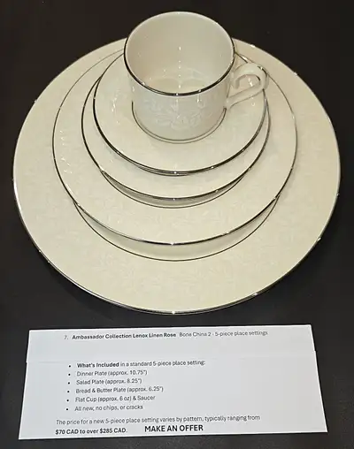 Ambassador Lenox Linen Rose 5 Piece Dish Set, View more