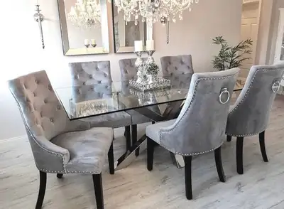 Luxury velvet dining room Set-Brand New, View more