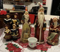 christmas older  ornament  ceramic  santa lights up  4 items