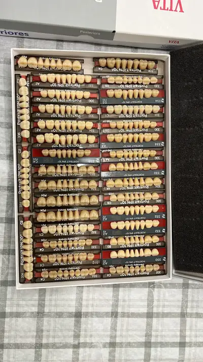 Various manufacturers, shapes, sizes and colours of denture teeth. Anterior and posteriors. Contact...