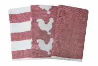 NEW Kitchen Towels / Dish Towels Red Rooster Design Set 3 Pack