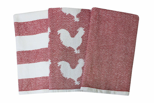 NEW Kitchen Towels / Dish Towels Red Rooster Design Set 3 Pack in Kitchen & Dining Wares in Oshawa / Durham Region