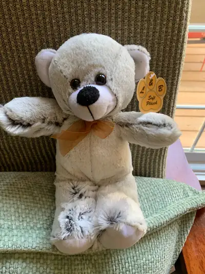 Plush Grey/White Teddy Bear by L & B, View more